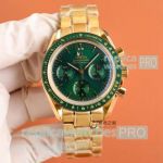 Swiss Replica Omega Speedmaster Moonwatch Yellow Gold Green Dial 42mm_th.jpg